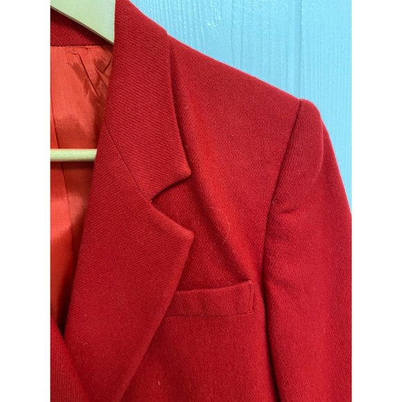 Andre' Barreau women's blazer Button Front Collared Red 100% Pure Wool Size 4 - Picture 9 of 14